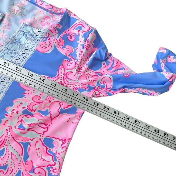Lilly Pulitzer Karina Tunic Top Women’s Small Blue Peri Go With The Flow Pink - Picture 7 of 9